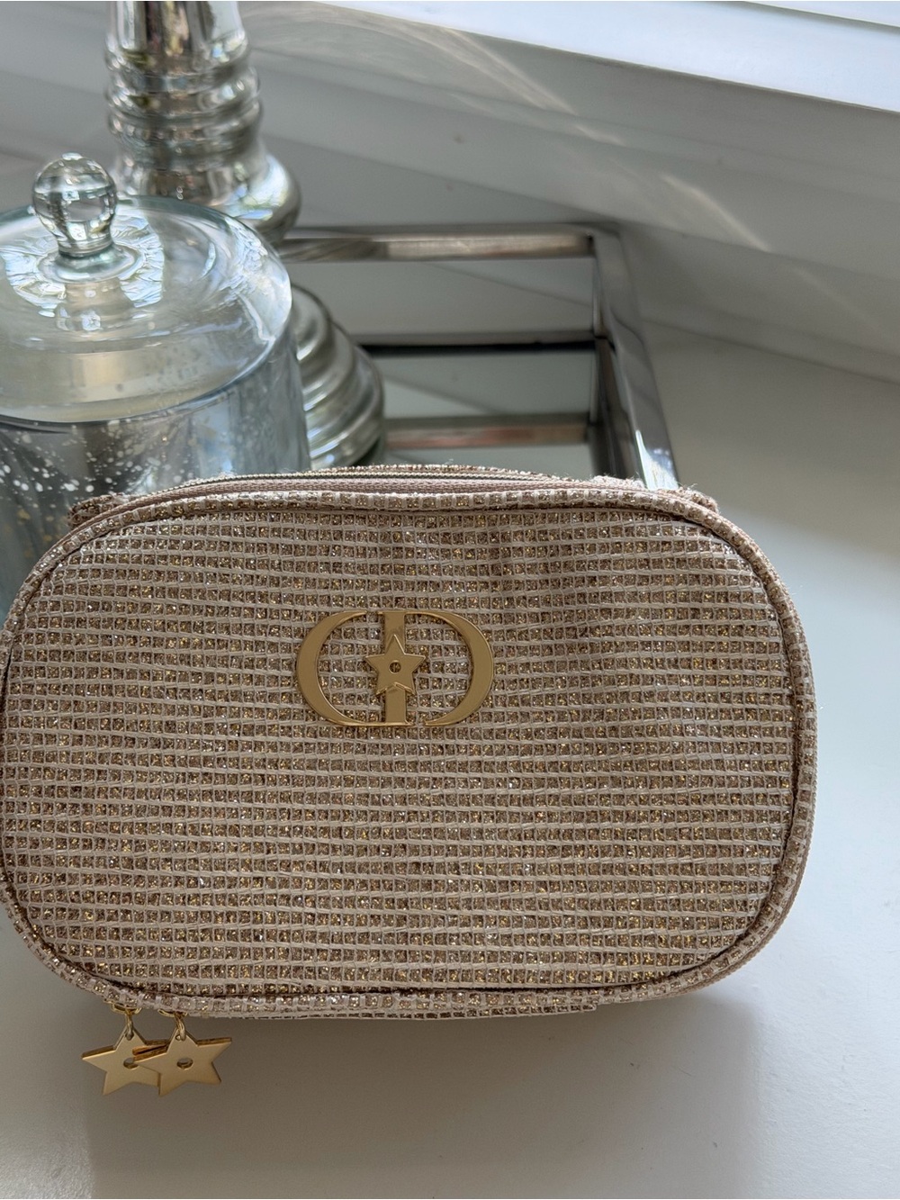 Dior Gold Rhinestone Cosmetic Pouch - Picture 3 of 4